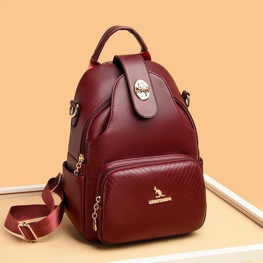 2024 New Women's Leather Backpack - Stylish and Spacious School and Travel Companion