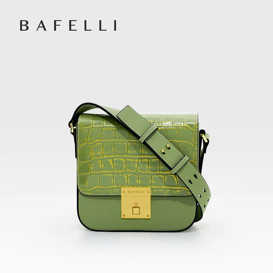 BAFELLI Leather Mini Boxy Bag Crossbody - Original Designer Luxury Shoulder Saddle Messenger Female K Gold